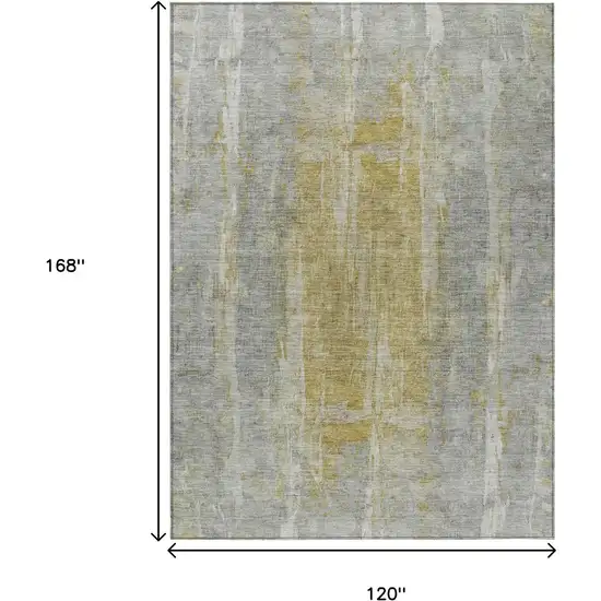 Pewter And Gold Abstract Washable Indoor Outdoor Area Rug Photo 3