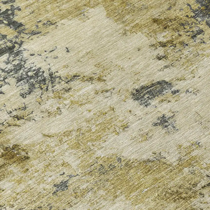 Pewter And Gold Abstract Washable Indoor Outdoor Area Rug Photo 1