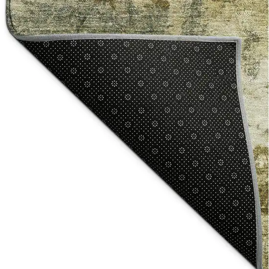 Pewter And Gold Abstract Washable Indoor Outdoor Area Rug Photo 9