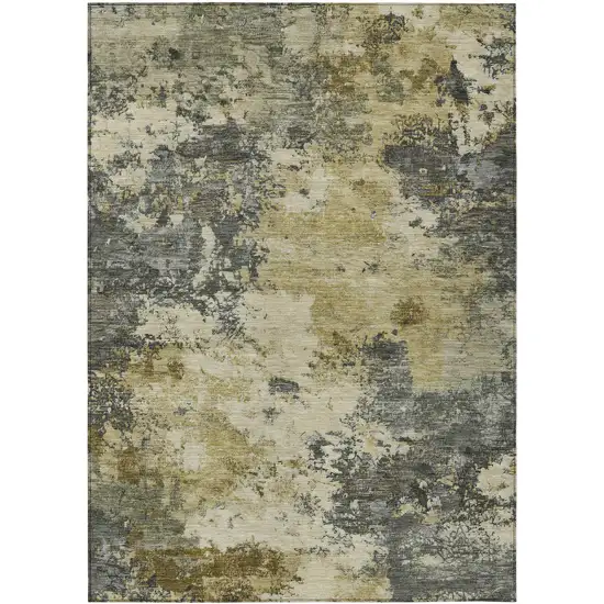 Pewter And Gold Abstract Washable Indoor Outdoor Area Rug Photo 8