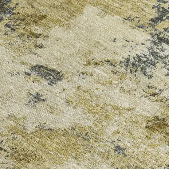 Pewter And Gold Abstract Washable Indoor Outdoor Area Rug Photo 2