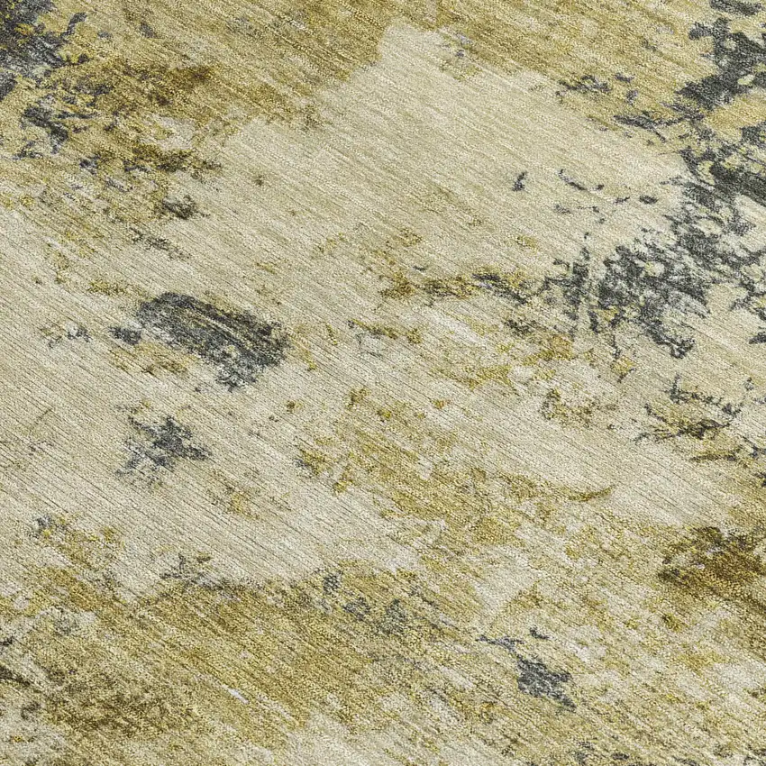 Pewter And Gold Abstract Washable Indoor Outdoor Area Rug Photo 2