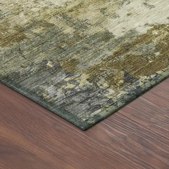 Pewter And Gold Abstract Washable Indoor Outdoor Area Rug Photo 4