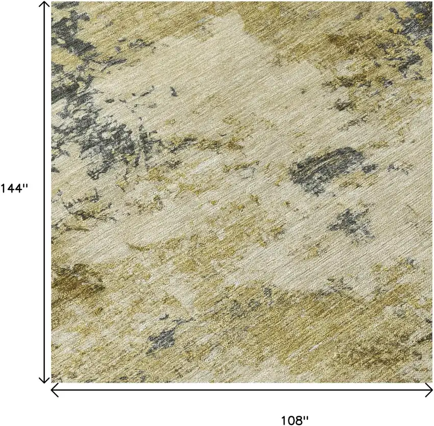 Pewter And Gold Abstract Washable Indoor Outdoor Area Rug Photo 5
