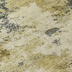 Photo of Pewter And Gold Abstract Washable Indoor Outdoor Area Rug