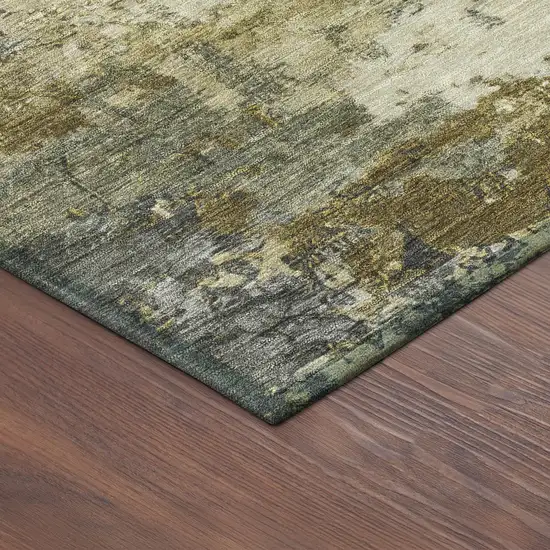 Pewter And Gold Abstract Washable Indoor Outdoor Area Rug Photo 9