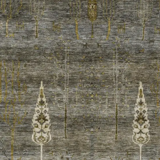 Pewter And Gold Floral Washable Indoor Outdoor Area Rug Photo 3