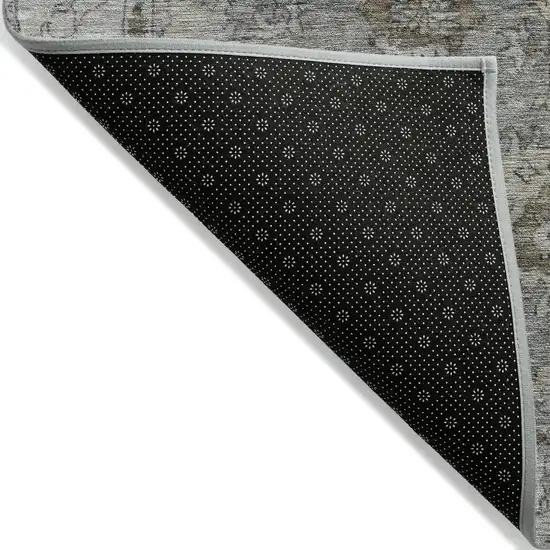 Pewter And Gold Floral Washable Indoor Outdoor Area Rug Photo 7