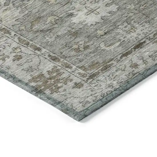 Pewter And Gold Floral Washable Indoor Outdoor Area Rug Photo 6