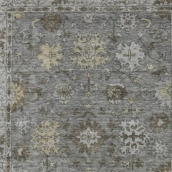 Pewter And Gold Floral Washable Indoor Outdoor Area Rug Photo 4