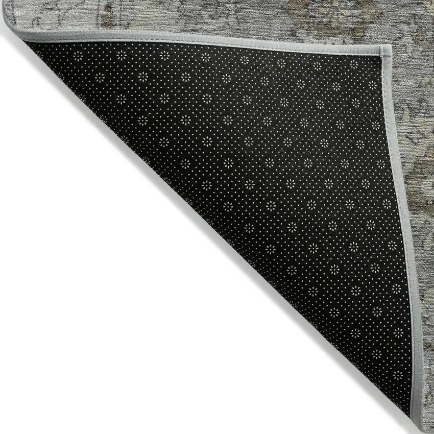 Pewter And Gold Floral Washable Indoor Outdoor Area Rug Photo 8