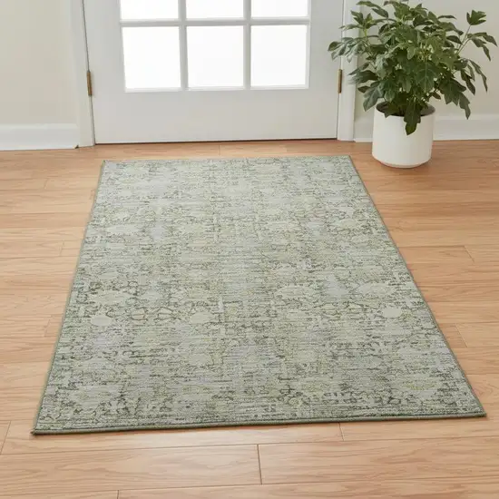 Pewter And Gold Oriental Washable Area Rug With UV Protection Photo 2