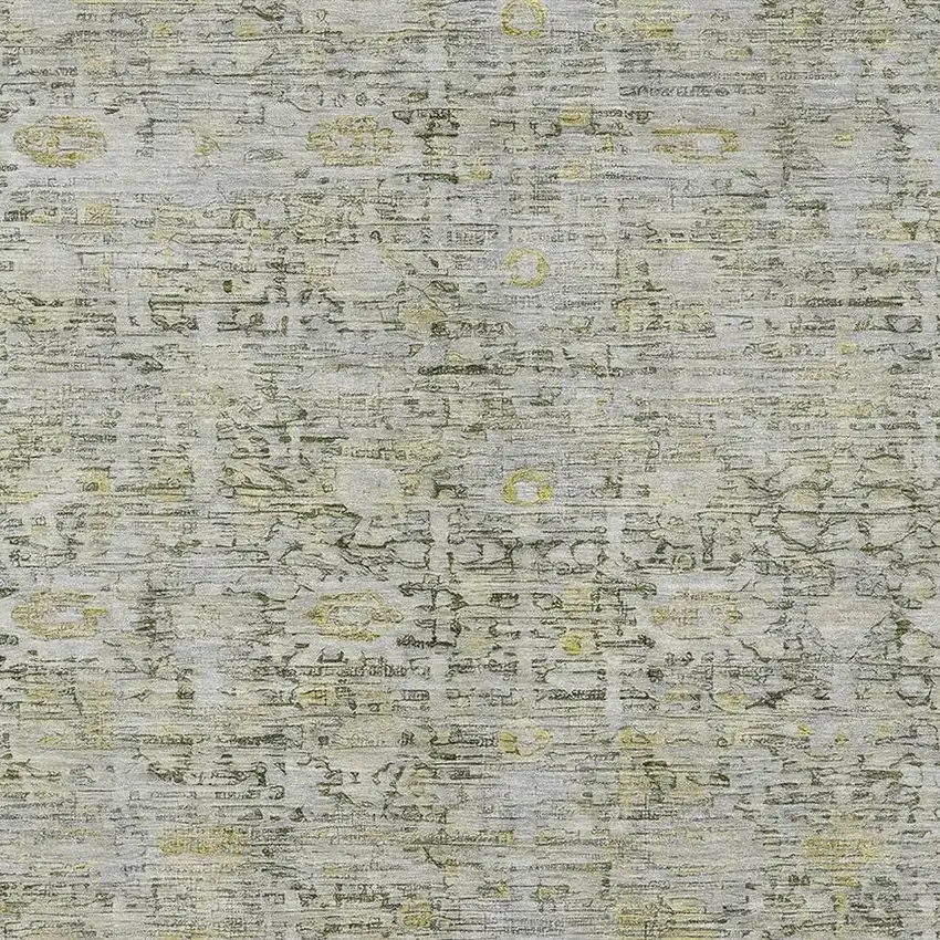 Pewter And Gold Oriental Washable Area Rug With UV Protection Photo 2