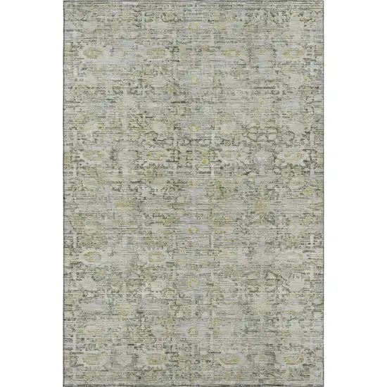 Pewter And Gold Oriental Washable Area Rug With UV Protection Photo 1