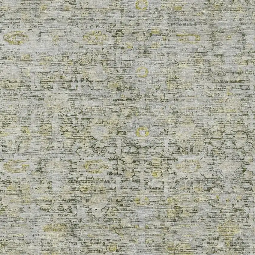 Pewter And Gold Oriental Washable Area Rug With UV Protection Photo 2