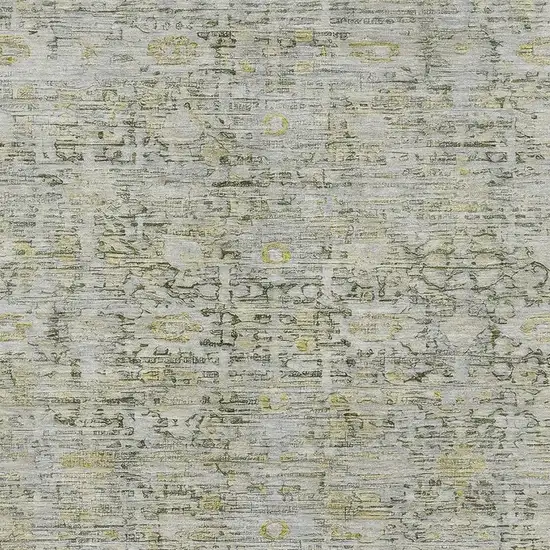 Pewter And Gold Oriental Washable Area Rug With UV Protection Photo 2