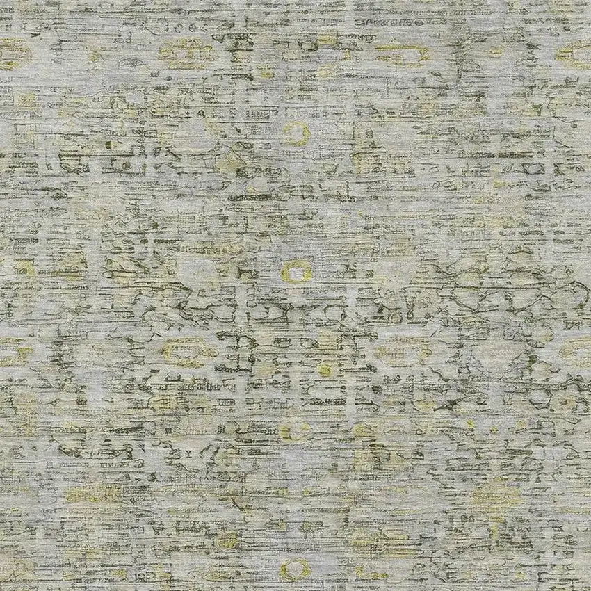 Pewter And Gold Oriental Washable Area Rug With UV Protection Photo 2