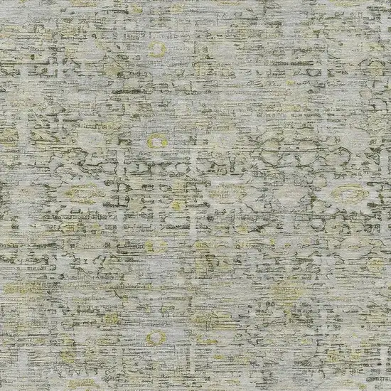 Pewter And Gold Oriental Washable Area Rug With UV Protection Photo 2