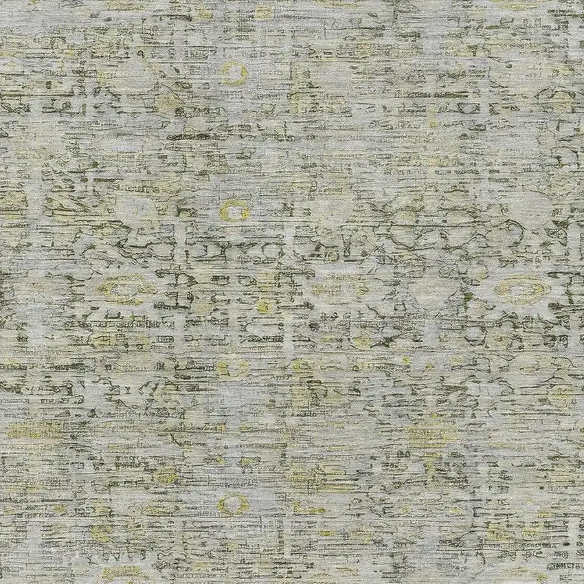 Pewter And Gold Oriental Washable Area Rug With UV Protection Photo 2