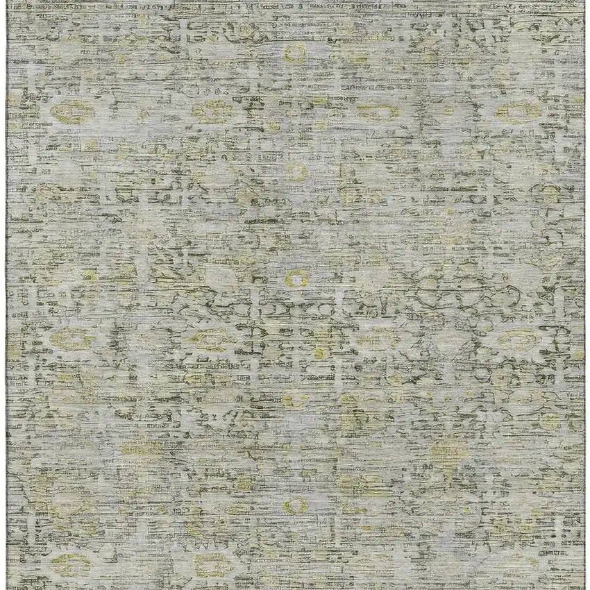 Pewter And Gold Oriental Washable Area Rug With UV Protection Photo 3