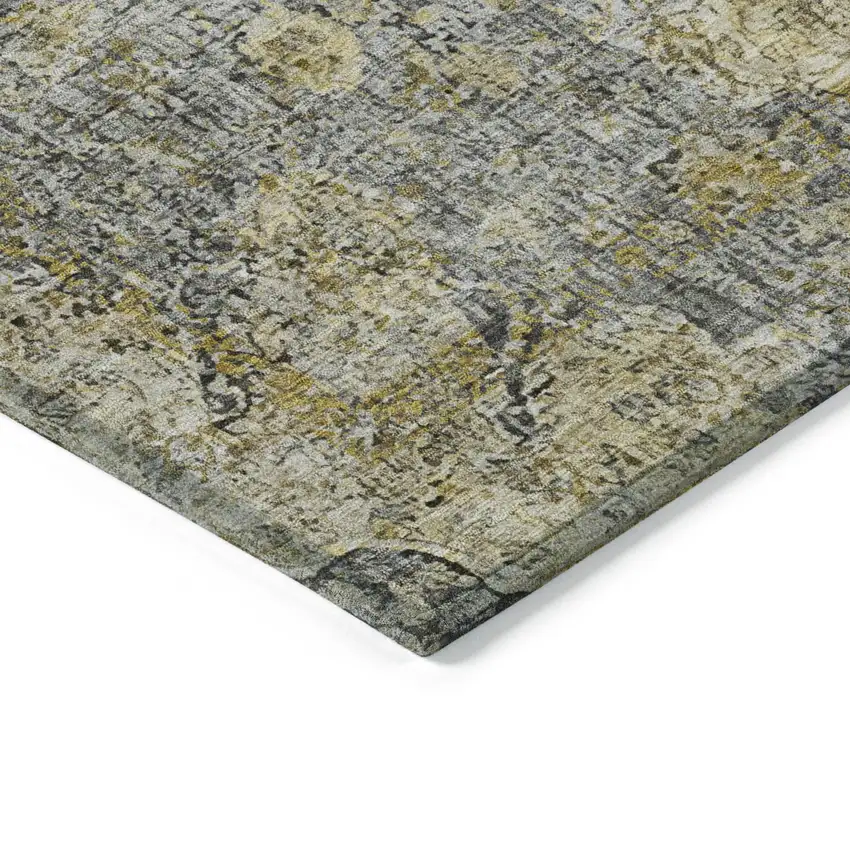 Pewter And Gold Oriental Washable Indoor Outdoor Area Rug Photo 4