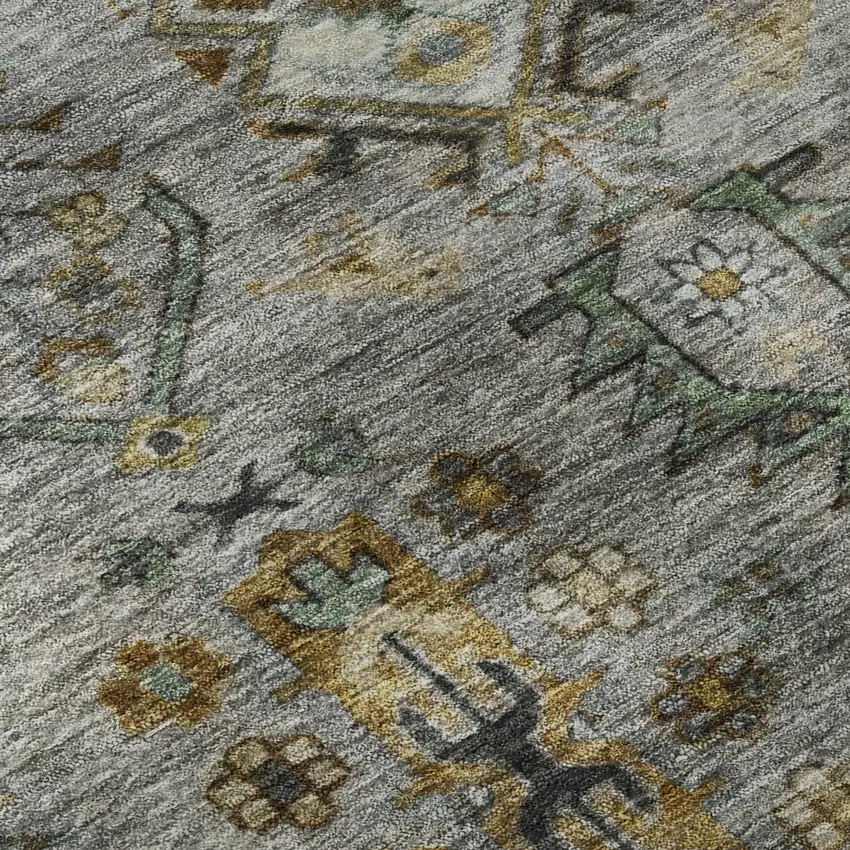 Pewter And Gold Southwestern Washable Area Rug With UV Protection Photo 8