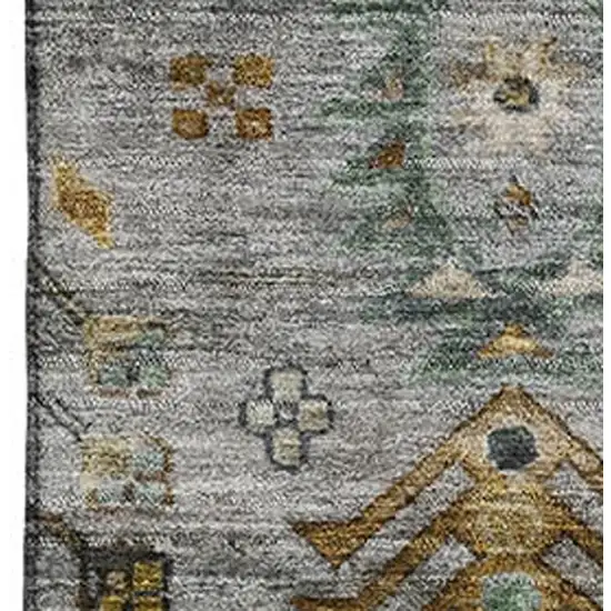 Pewter And Gold Southwestern Washable Area Rug With UV Protection Photo 3