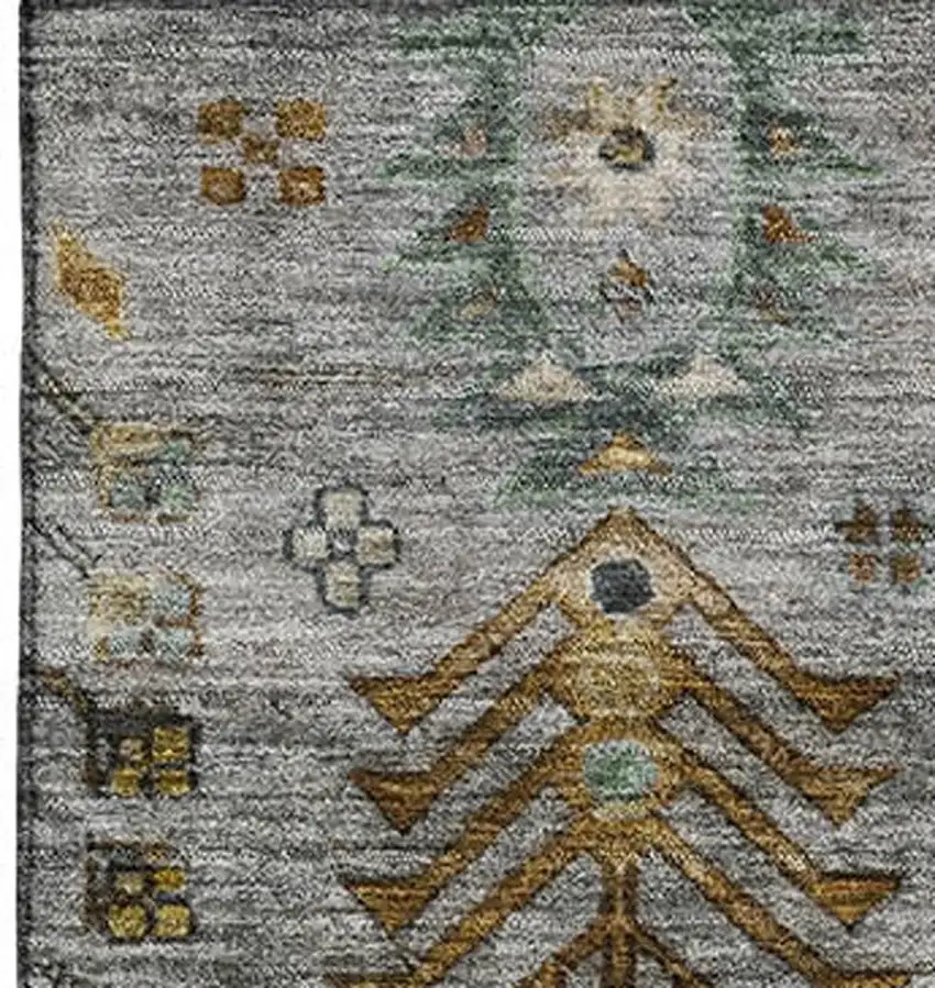 Pewter And Gold Southwestern Washable Area Rug With UV Protection Photo 4