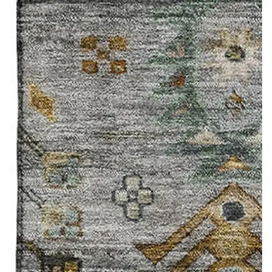 Pewter And Gold Southwestern Washable Area Rug With UV Protection Photo 3