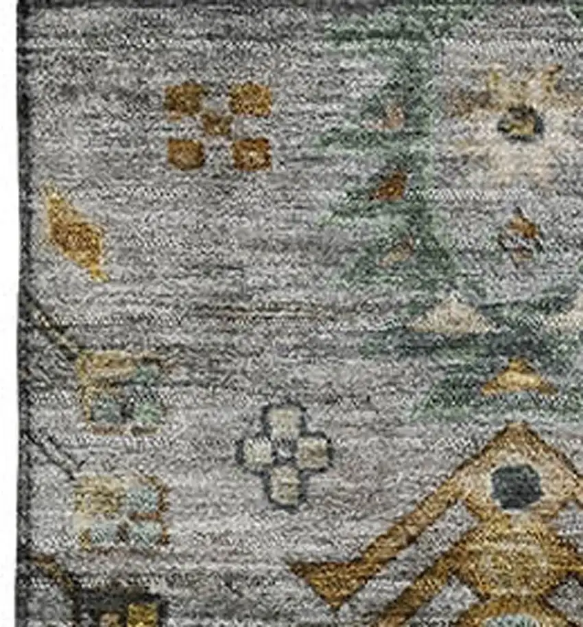 Pewter And Gold Southwestern Washable Area Rug With UV Protection Photo 3