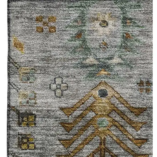 Pewter And Gold Southwestern Washable Area Rug With UV Protection Photo 4