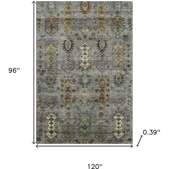 Pewter And Gold Southwestern Washable Area Rug With UV Protection Photo 9