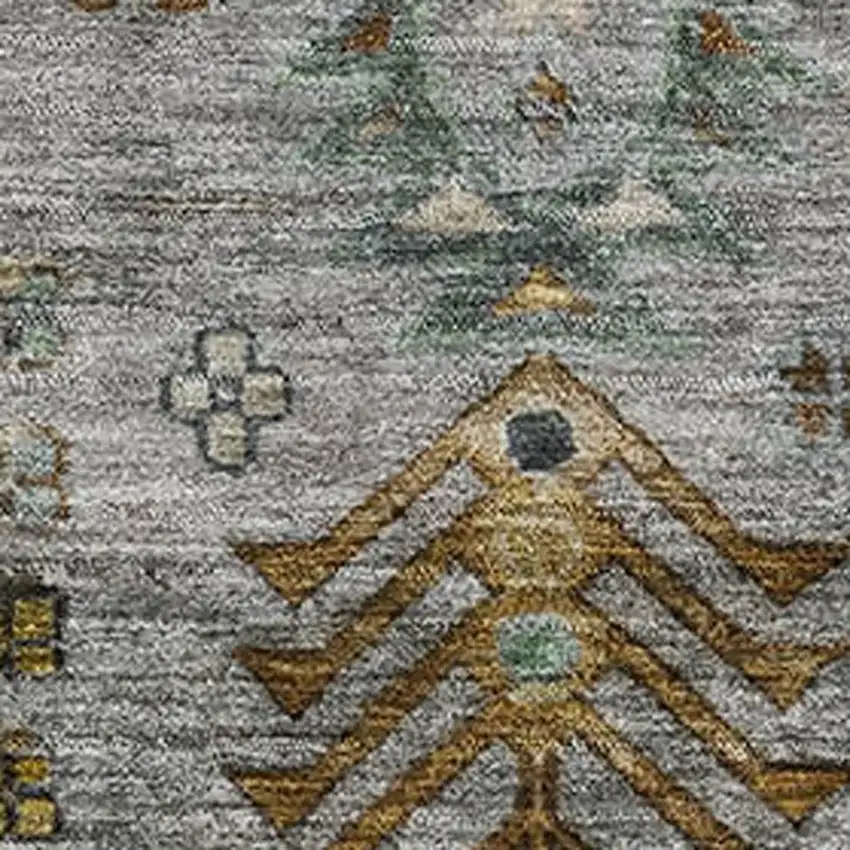 Pewter And Gold Southwestern Washable Area Rug With UV Protection Photo 3