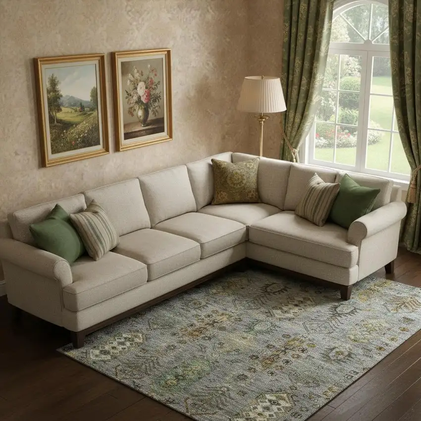 Pewter And Gold Southwestern Washable Area Rug With UV Protection Photo 2