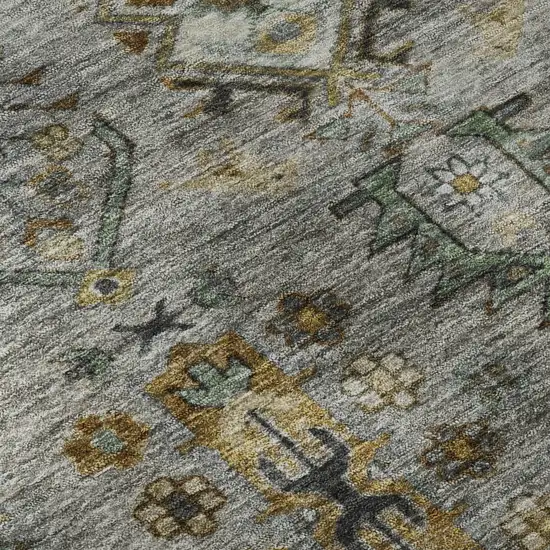 Pewter And Gold Southwestern Washable Area Rug With UV Protection Photo 8