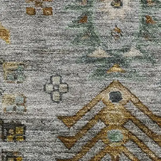 Pewter And Gold Southwestern Washable Area Rug With UV Protection Photo 3