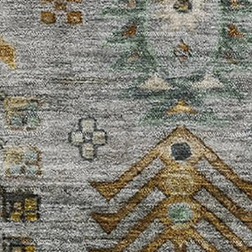 Pewter And Gold Southwestern Washable Area Rug With UV Protection Photo 3