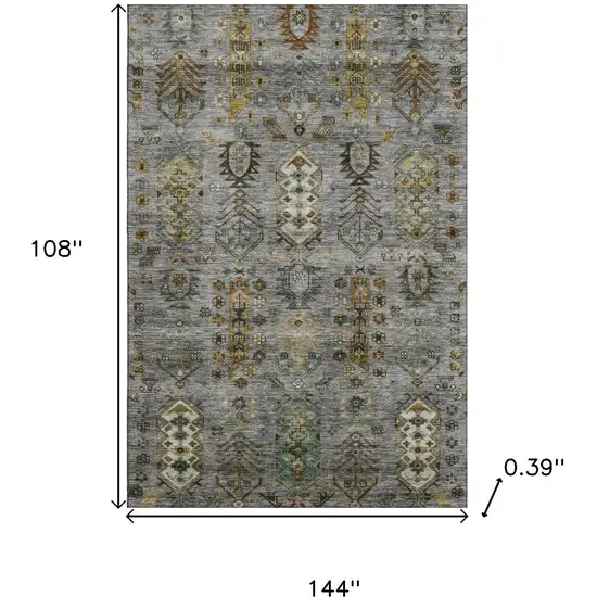 Pewter And Gold Southwestern Washable Area Rug With UV Protection Photo 9