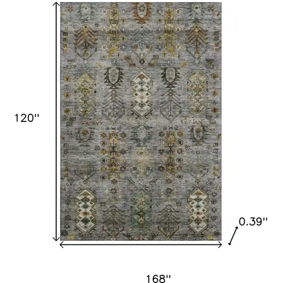 Pewter And Gold Southwestern Washable Area Rug With UV Protection Photo 9