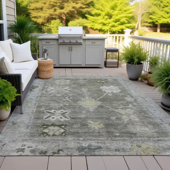 Pewter And Gold Tribal Washable Indoor Outdoor Area Rug Photo 6