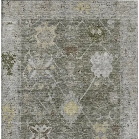 Pewter And Gold Tribal Washable Indoor Outdoor Area Rug Photo 9