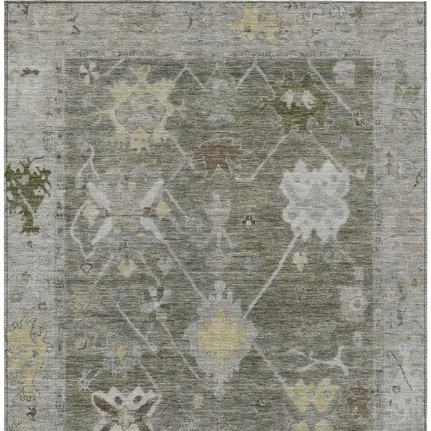 Pewter And Gold Tribal Washable Indoor Outdoor Area Rug Photo 9
