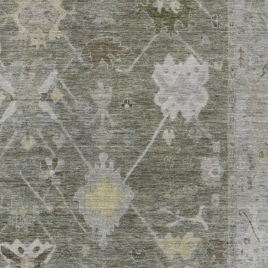 Pewter And Gold Tribal Washable Indoor Outdoor Area Rug Photo 3