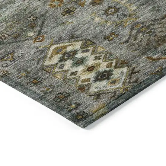 Pewter And Gold Tribal Washable Indoor Outdoor Area Rug Photo 9