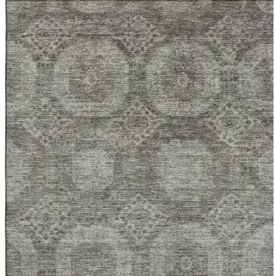 Pewter And Gray Abstract Geometric Washable Area Rug With UV Protection Photo 3