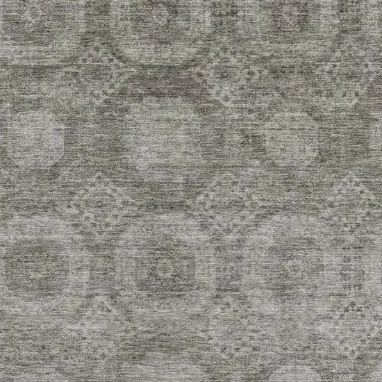 Pewter And Gray Abstract Geometric Washable Area Rug With UV Protection Photo 3