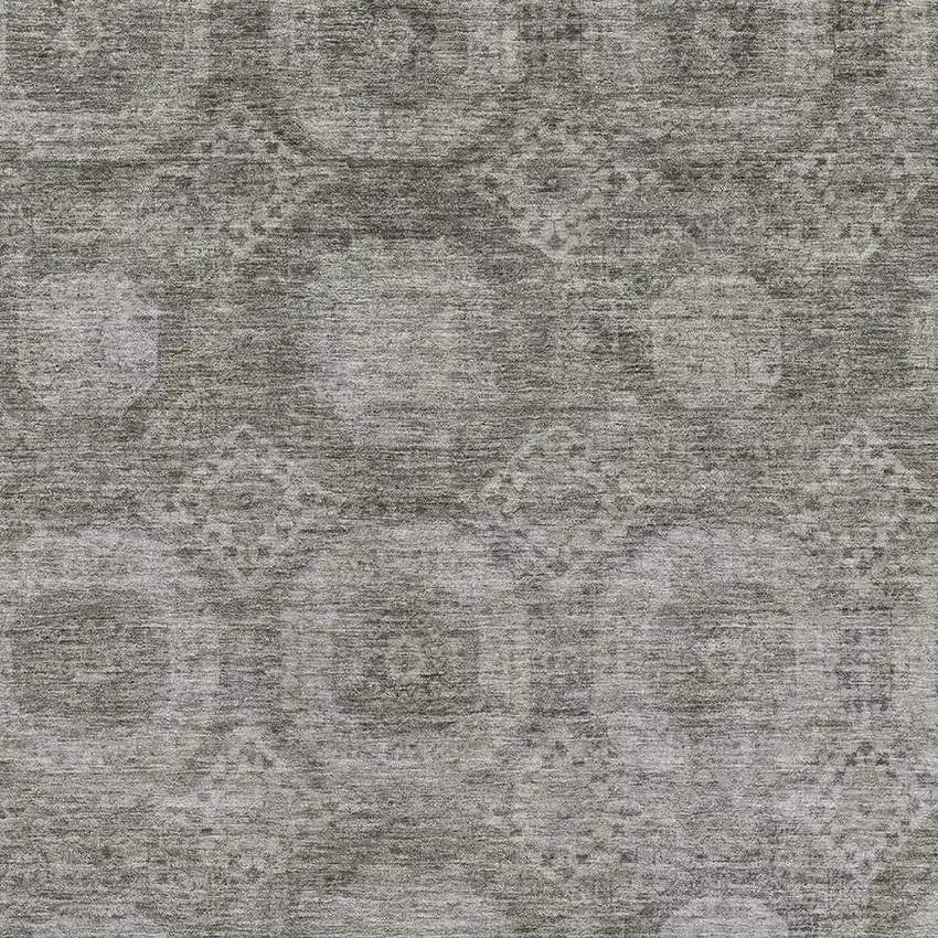 Pewter And Gray Abstract Geometric Washable Area Rug With UV Protection Photo 3