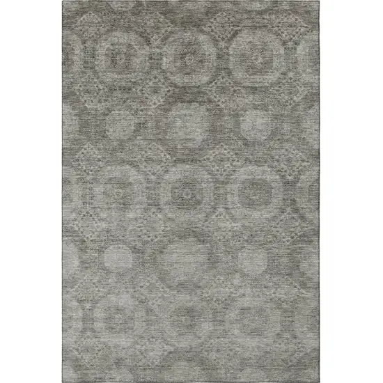 Pewter And Gray Abstract Geometric Washable Area Rug With UV Protection Photo 4