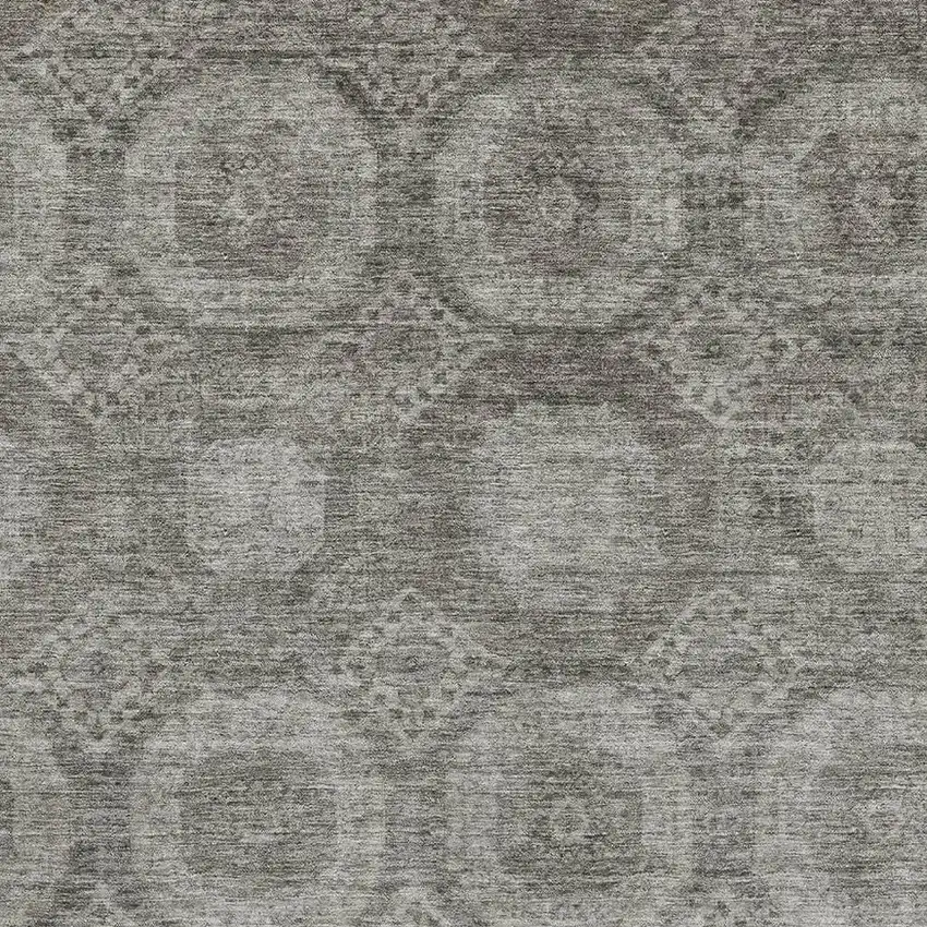 Pewter And Gray Abstract Geometric Washable Area Rug With UV Protection Photo 3