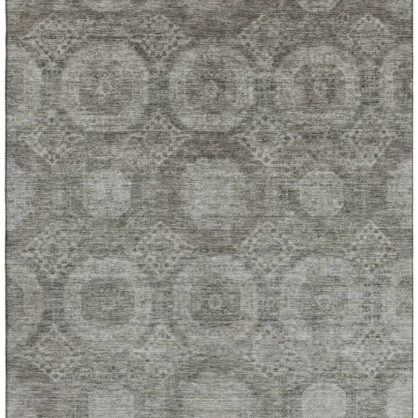Pewter And Gray Abstract Geometric Washable Area Rug With UV Protection Photo 4